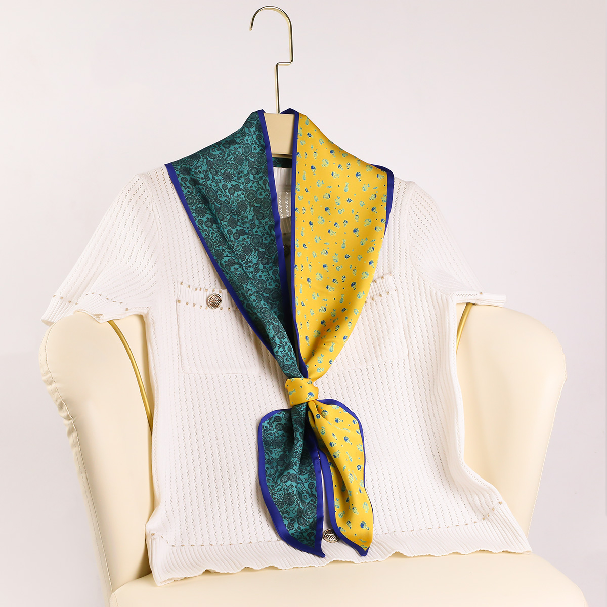 1pc Female Fashion Printed Long Silk Scarf 13.5x145cm Neck Scarf, Hairband,  Bag Handle Decoration