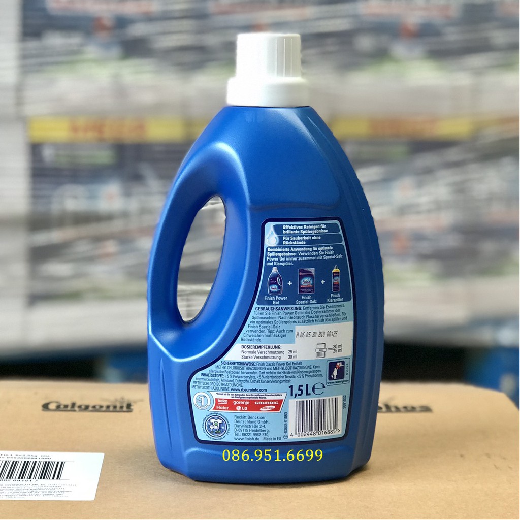 Gel rửa bát Finish Classic 1,5 lit