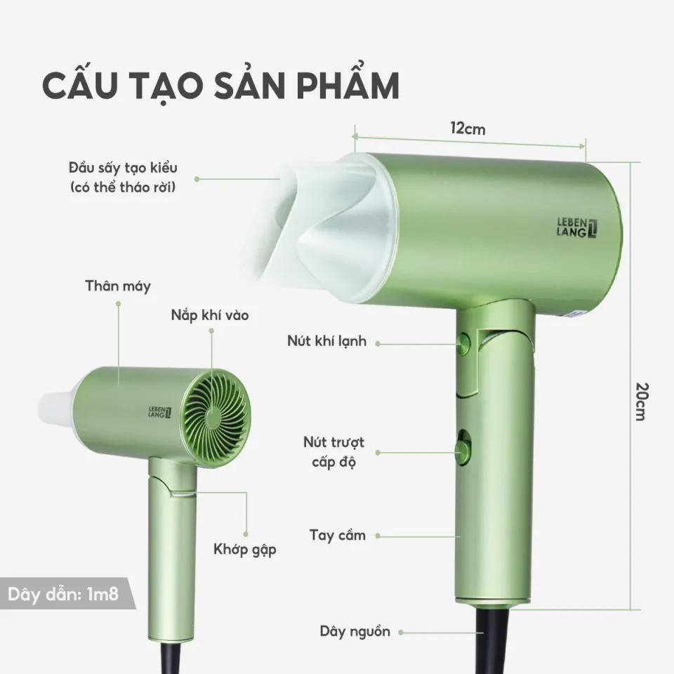 Máy sấy tóc 2 chiều nóng lạnh LEBENLANG - LBL3033