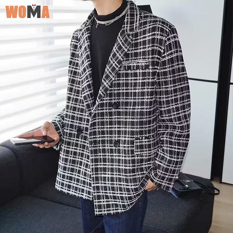 Double-breasted suit men's jacket stylish casual coat