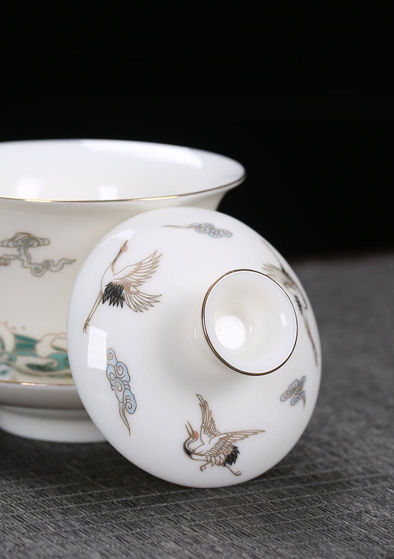 Chén Khải sứ trắng Bạch Định thấu quang 150 ml