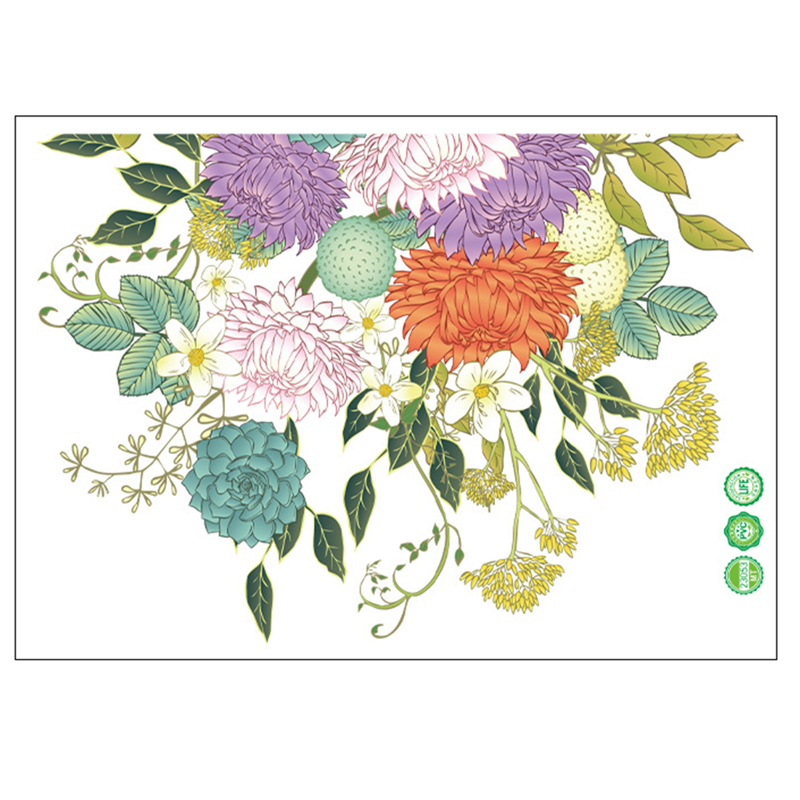Venicenight Hand-painted Flower Toilet Sticker Removable Self-adhesive Waterproof PVC Bathroom Wall Art Decoration Decal Home Supplies