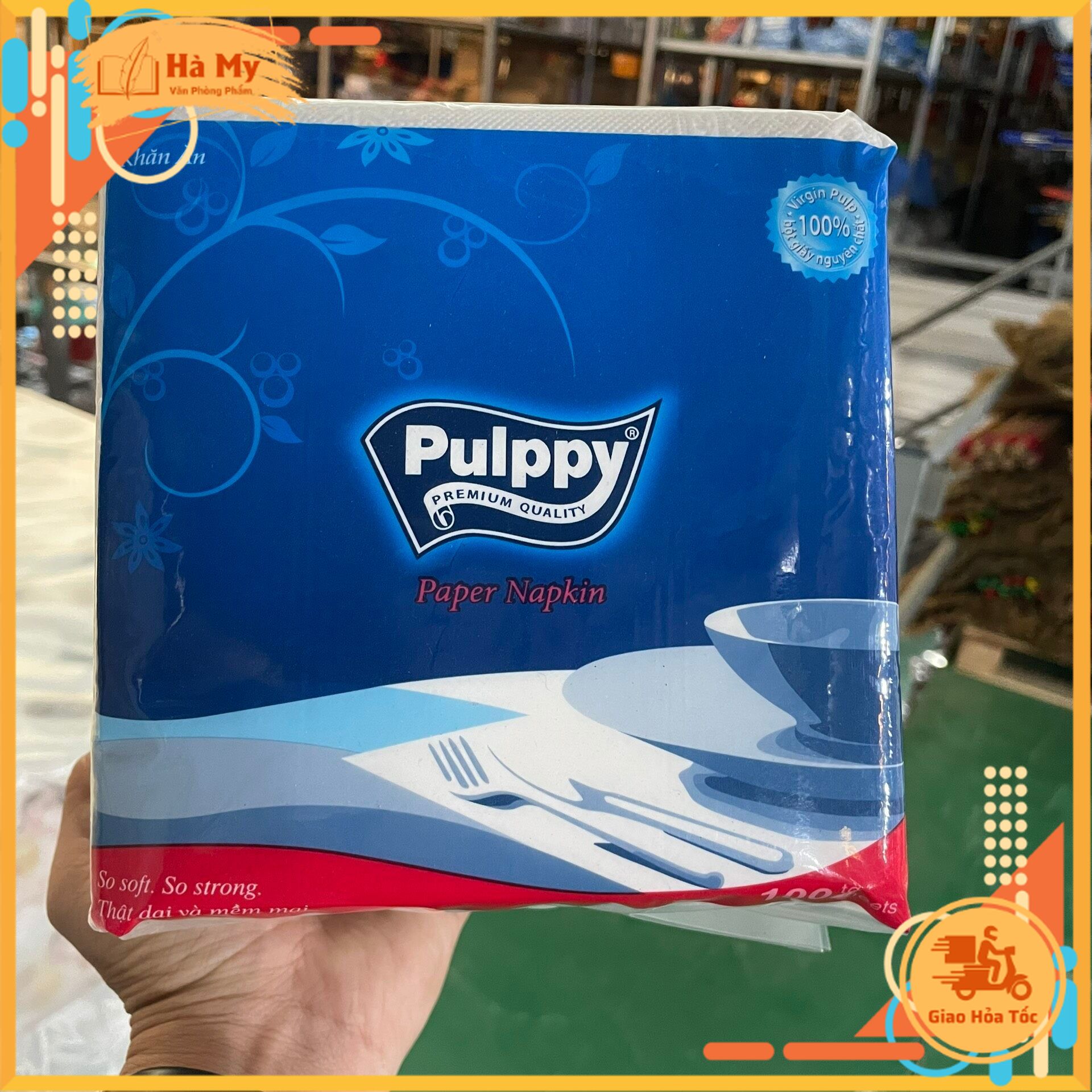 Bịch 100 Tờ Khăn giấy vuông Pulppy 33x33cm