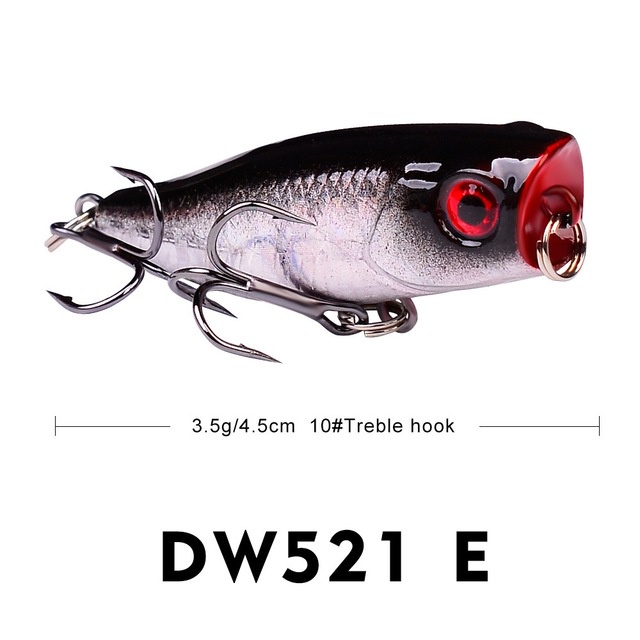 4.5CM 3.5G Fishing Lures Topwater Popper Bait 6 Color Hard Bait Artificial Wobblers Plastic Fishing Tackle With