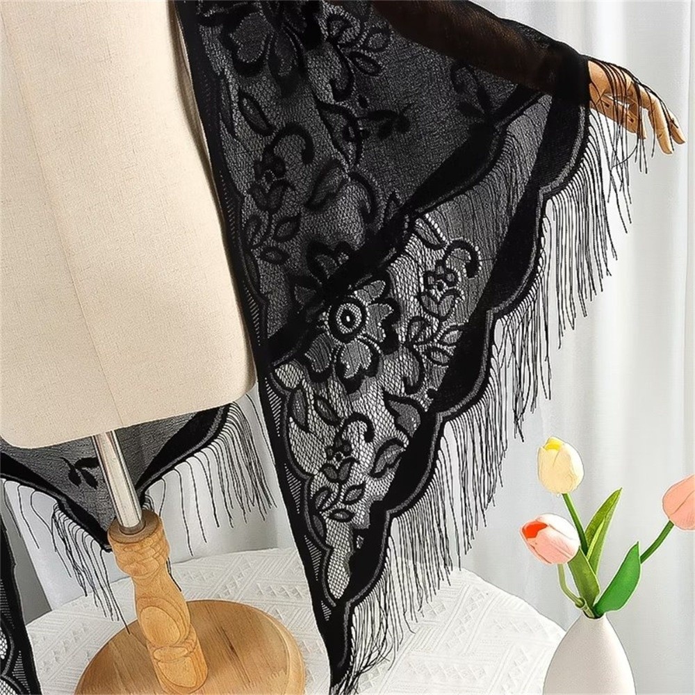 Fashion%20Tassel%20Patchwork%20Tulle%20Scarf%20Hollow%20Solid%20Color%20Lace%20Shawl%20Breathable%20Party%20Accessories%20Triangle%20Scarf%20-%20Image%203