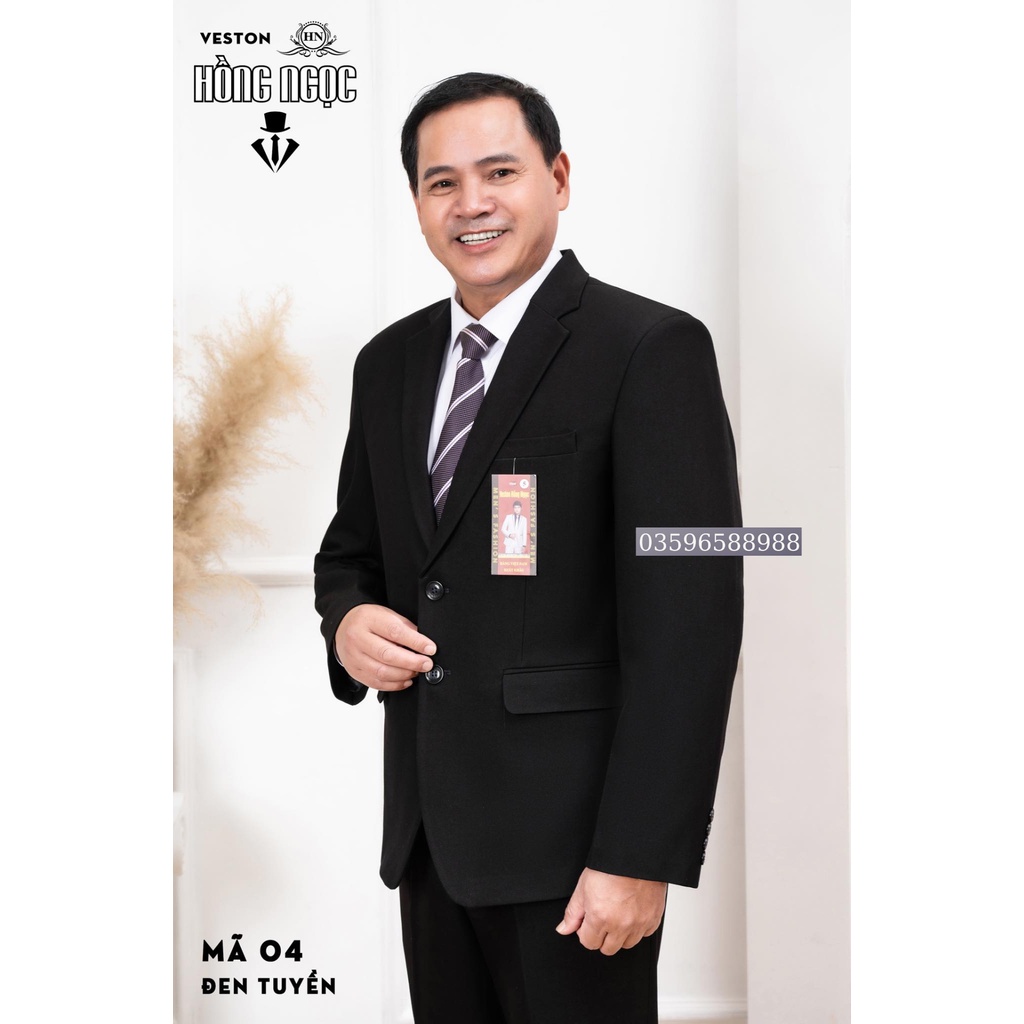 Bộ Vest Trung niên Hồng Ngọc, Vest trung niên 2 khuy vải tuýp si nhập khẩu