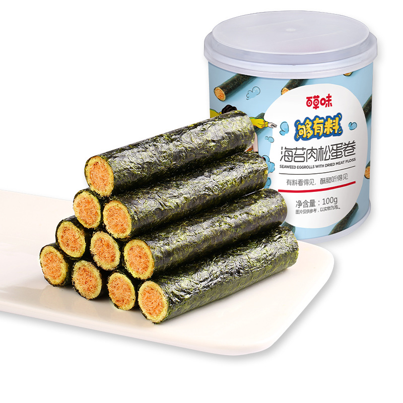 百草味海苔肉松蛋卷 100g Baicao Flavour Seaweed Pork Floss Egg Roll 100g Lazada