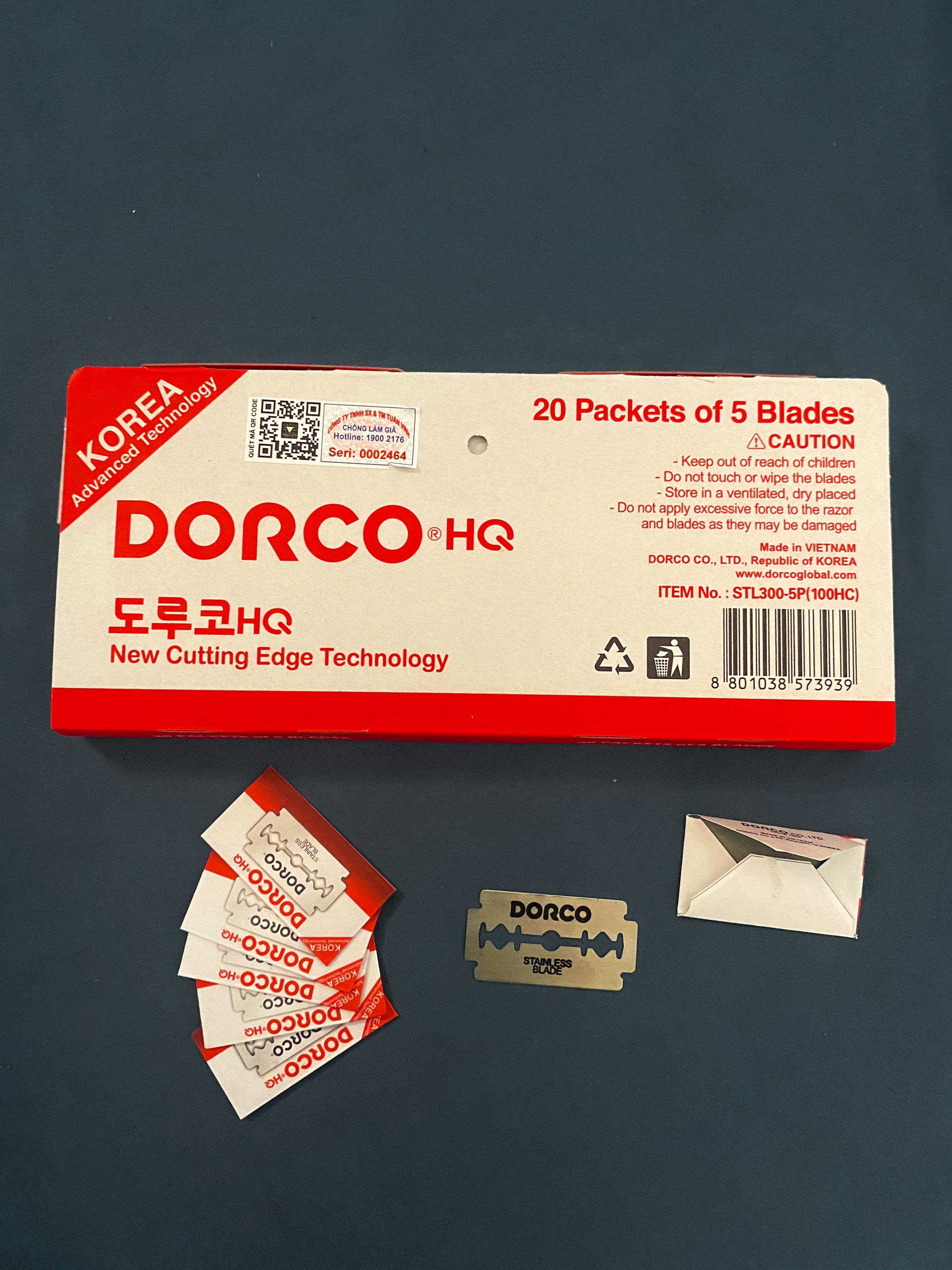 Hộp 5 Lưỡi Lam Hàn Quốc Dorco Đỏ HQ
