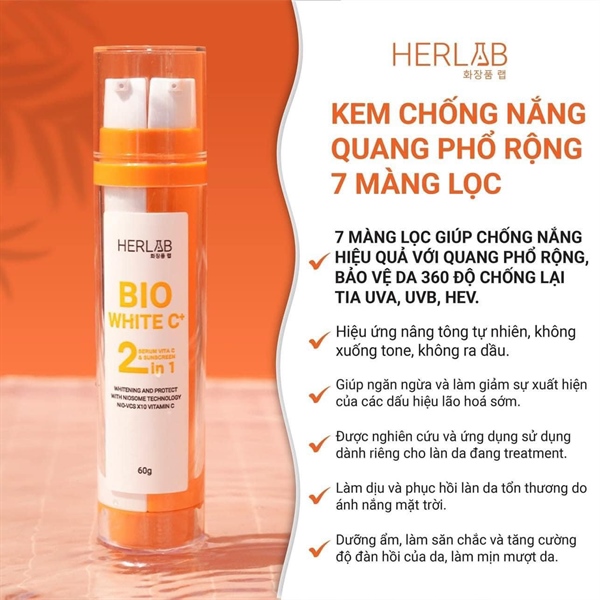 Kem chống nắng 2 in 1  Herlab bio white C +