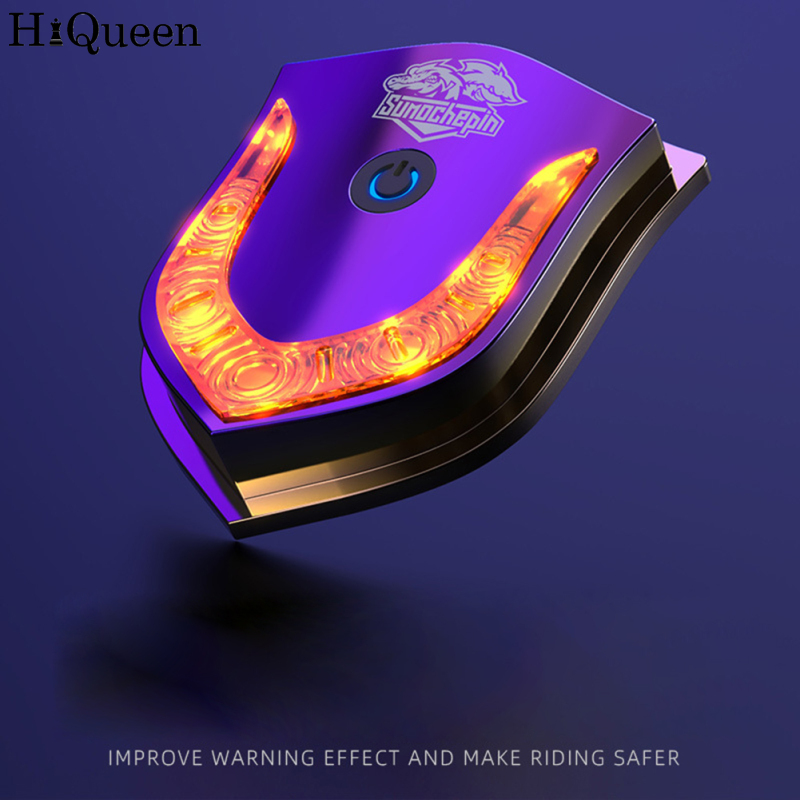 HiQueen Motorcycle Helmet Light Usb Wireless Smart Warning Safety Lamp Riding Night Light Decoration Accessories