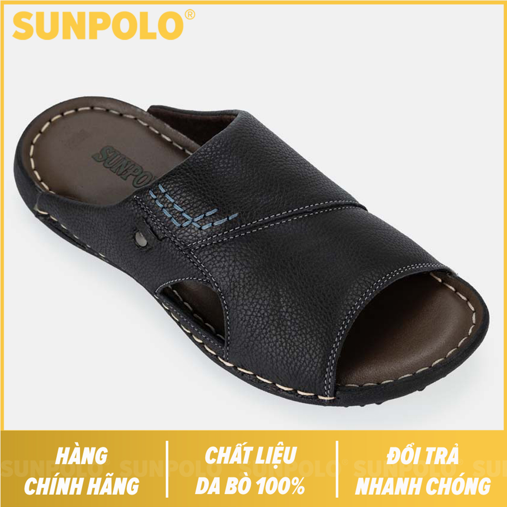 Dép nam quai ngang da bò sunpolo dqn021