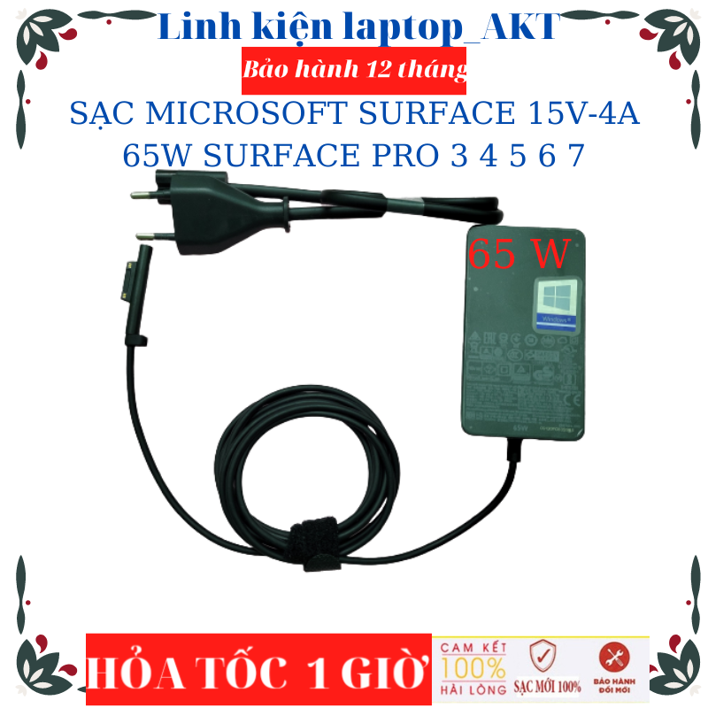 SẠC MICROSOFT SURFACE 15V-4A-65W SURFACE PRO 3 4 5 6 7 MICROSOFT SURFACE 1706 Surface Book Surface Laptop