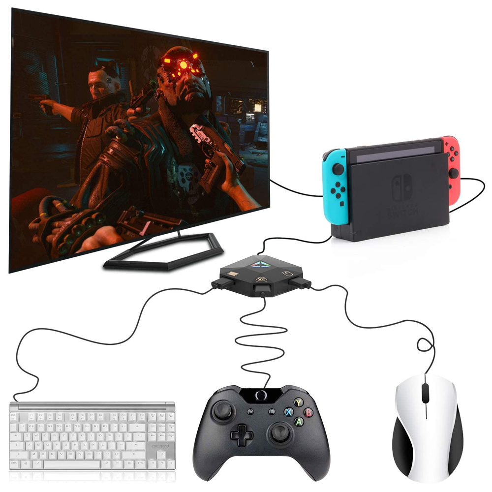 Ns wired usb connection keyboard and mouse adapter led indicator converter for ps4 /ps3/xbox one/ xbox 360/ switch lite