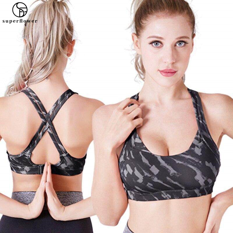 SUPERFLOWER Soutien-Gorge de Sport Crossback pour Femme Coussinets Fixes Soutien Médical Sans Soudure pour Yoga Gym Workout Fiess_voghion.com