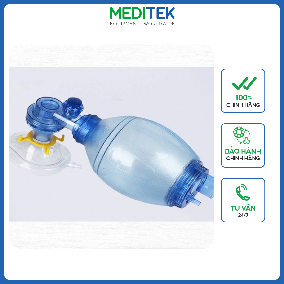 Bóng bóp Ambu cấp cứu oxy tập thở, cỡ người lớn, trẻ em