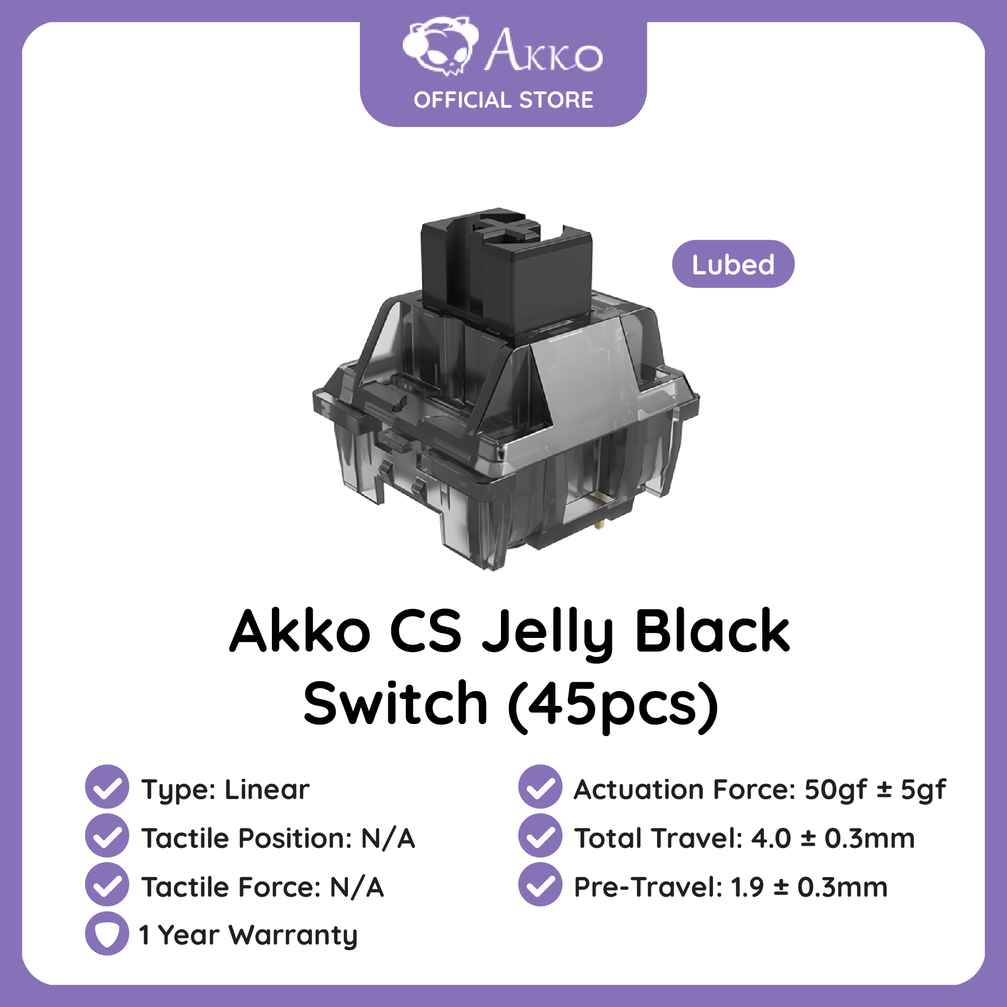 AKKO Custom Switch Jelly Black (Lubed) Switches Lazada Singapore