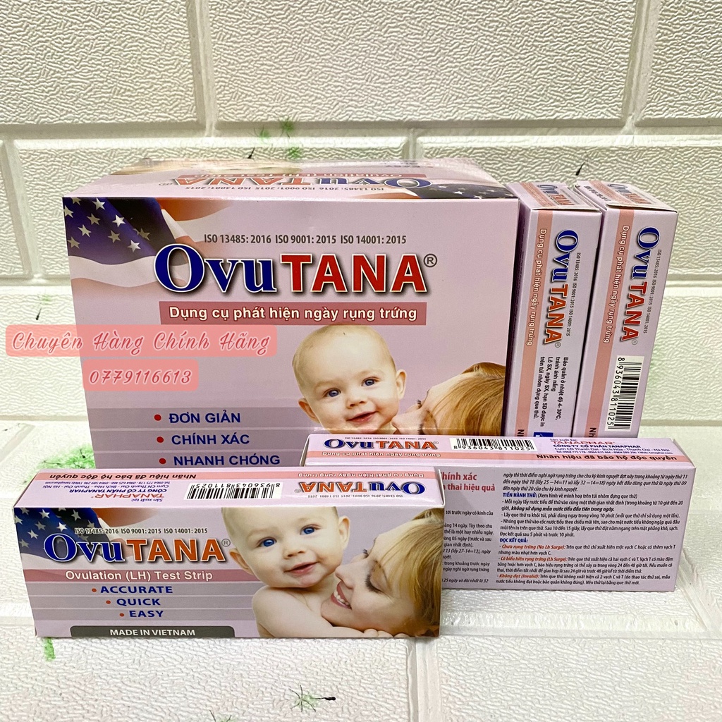 Hộp 12 Que Rụng Trứng OvuTana 5mm - Que thử rụng trứng Tanaphar OvuTana