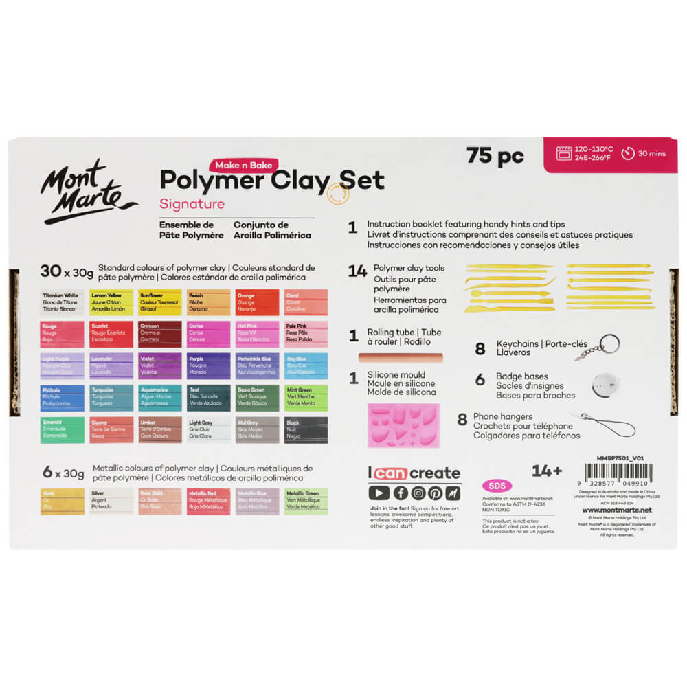 Mont Marte Make n Bake Polymer Clay Set 75pc.