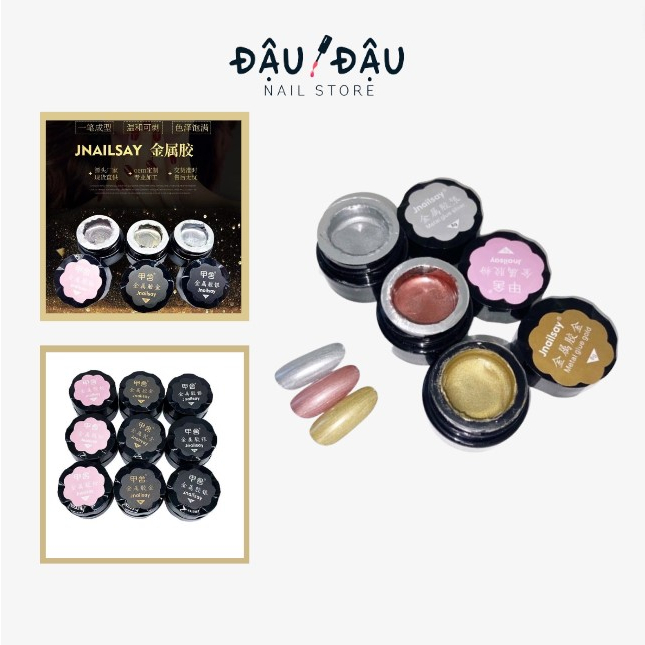 Sơn metal Jnailsay vẽ móng tay nhiều màu - Gel metan vẽ viền nổi, viền tráng gương siêu nhanh