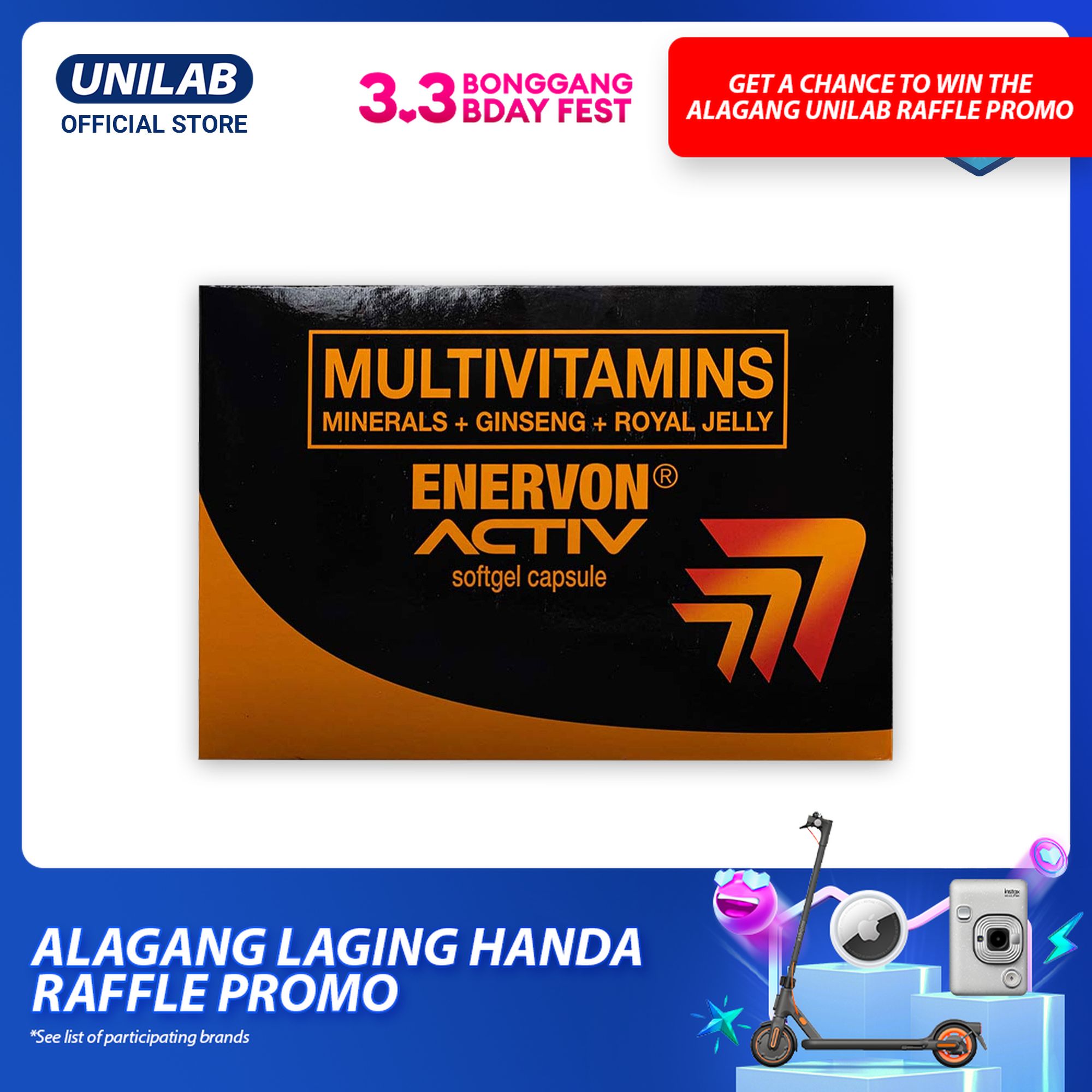 Unilab Enervon Activ Multivitamins 100 Capsules With Ginseng and