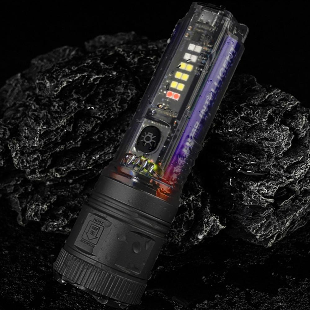 1800mAh Mini LED Flashlight Type-C Solar Rechargeable 200LM Multifunctional Torch Camping Lantern Floodlight