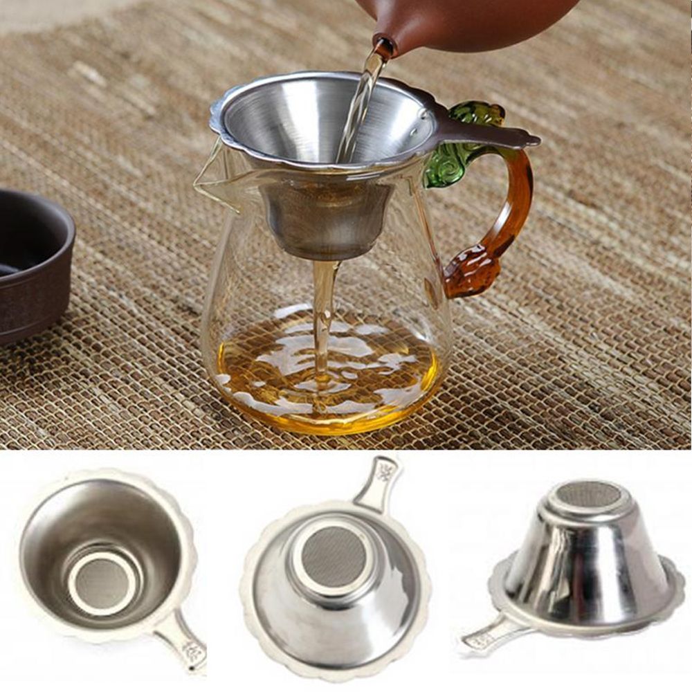 NALIANG Kungfu Funnel Stainless Steel Fine Mesh Leaf Filter Tea Strainer