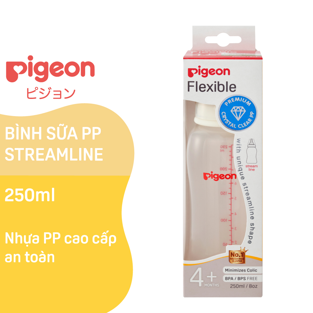 Pp Streamline Narrow Neck Milk Bottle 250ml Pigeon (m)