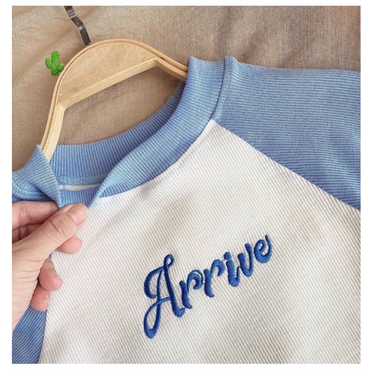 [FREESHIP + VOUCHER] Áo croptop raglan thêu chữ Arrive