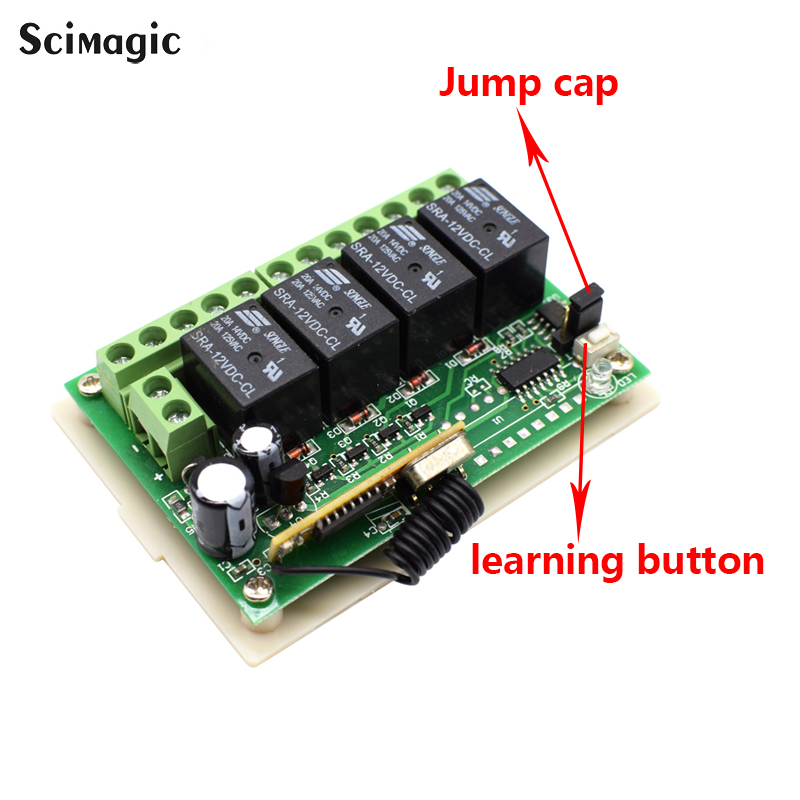 Wireless Remote Control Switch Dc 12v 24v 4ch Relay Module With 4 Channel Rf Remote 433 Mhz. 