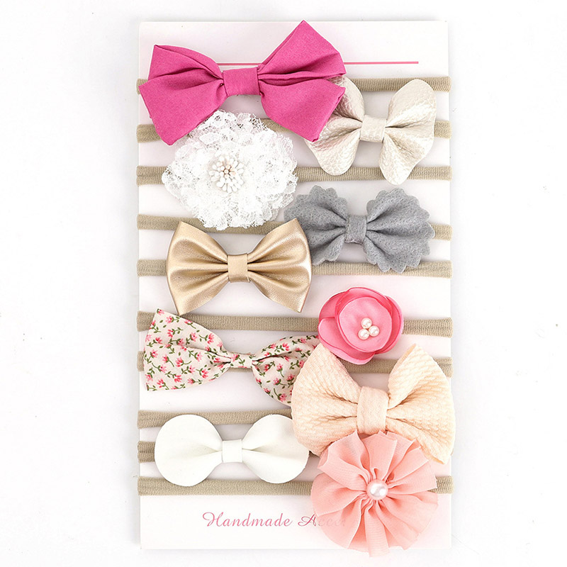 10Pcs/Set Lace Flower Baby Girls Headband Bowknot Elastic Infant Newborn Hair Band Cute Baby Headwear Hair Accessories