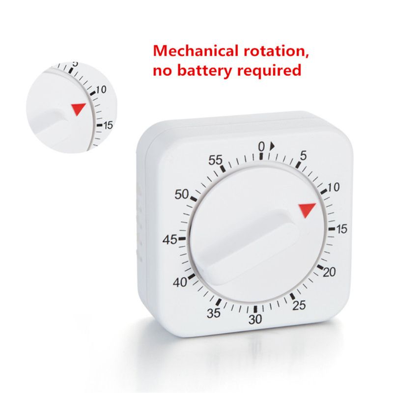 Square 60 Minute Mechanical Kitchen Timer Chef Cooking Timer Clock with Loud Alarm No Batteries Required Kitchen Learn