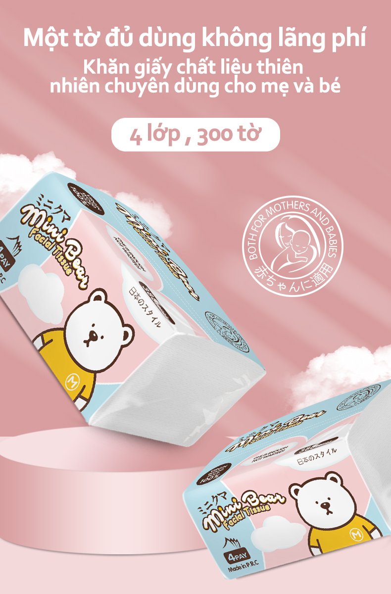 Khăn giấy rút Minibear Nhật (lốc 10 gói )