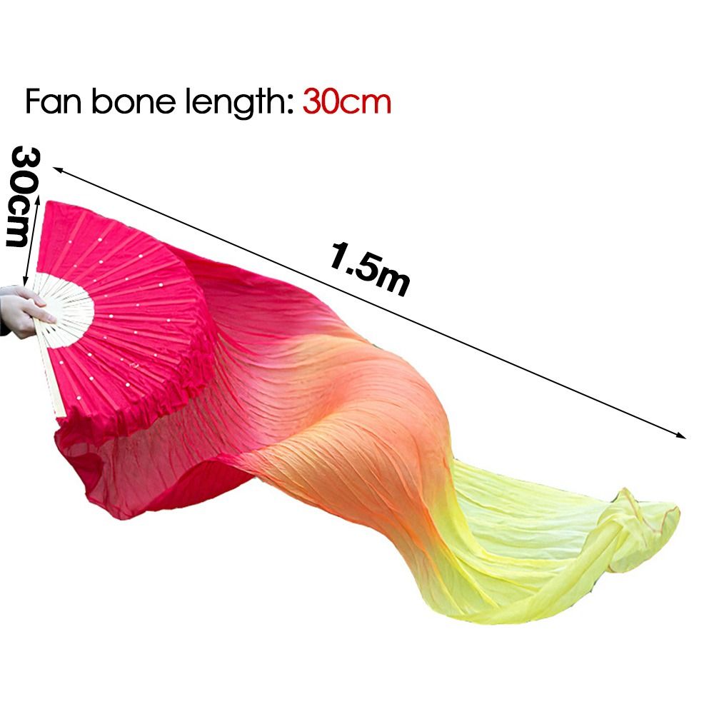 WCYC 150cm Vũ công Thực Hành Màu Gradient Lụa Người Hâm Mộ Múa bụng Fan Rayon Lụa Người Hâm Mộ Lụa dài Người Hâm Mộ