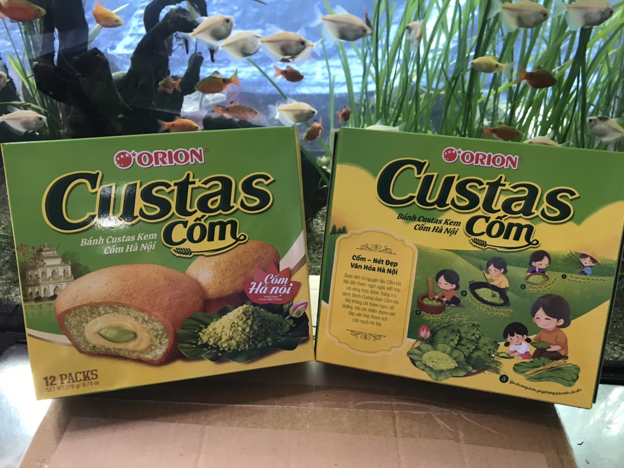 Bánh Custas Orion Kem Cốm Hà Nội Phiên Bản Cốm Sen (Hộp 12 cái)