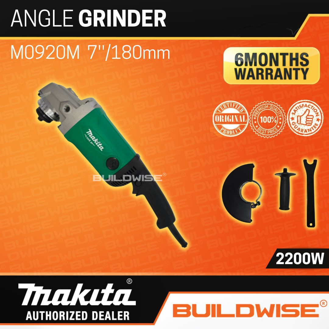 Makita Angle Grinder 7''/180mm 2200W (MT SERIES) M0920M「BUILDWISE