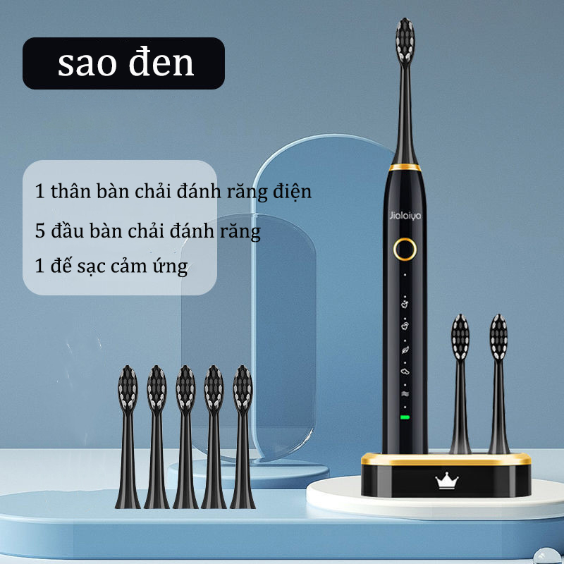 Chính hãng bàn chải điện tự động 5 in 1 cao cấp jialaiya x100 tẩy trắng răng máy đánh răng lông mềm cho bé tặng 5 đầu bàn chải điện