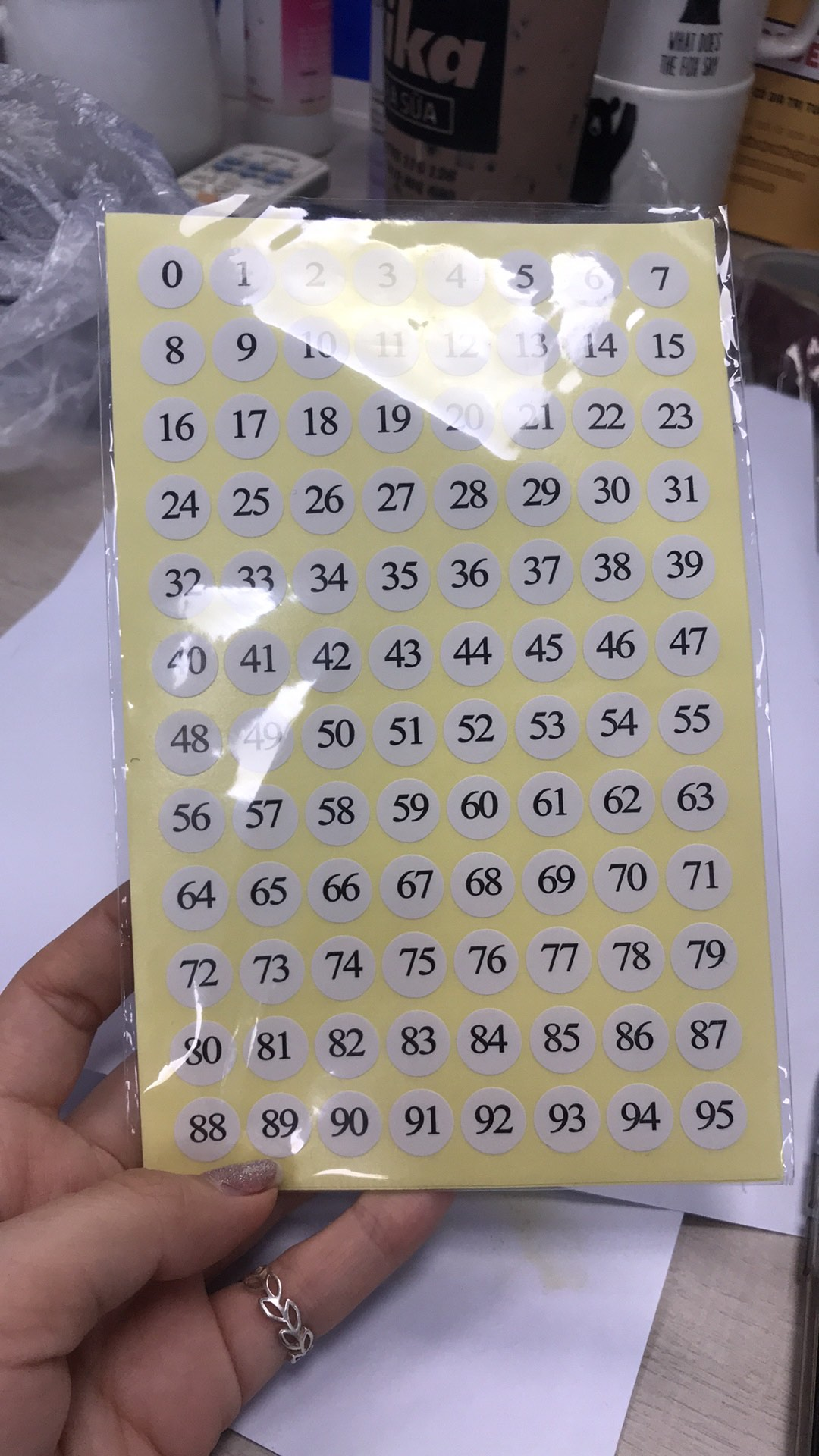 Xấp 10 tờ - Giấy Decal TOMY số thứ tự từ 0-95