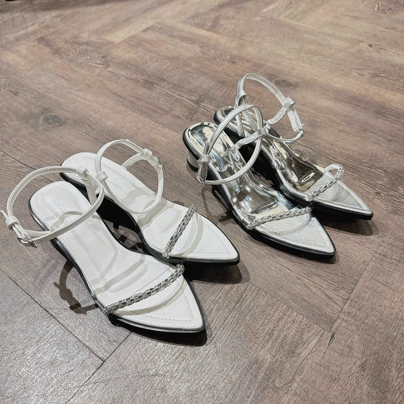 [VOUCHER 8%]Sandal gót quai quai mảnh đá hh gót cao 3 phân