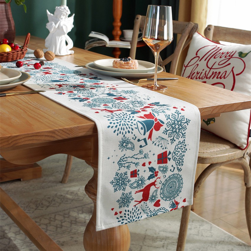 Modern Thickened Table Runner Christmas Tree Snowflake Tablecloth Digital Printing Table Runners 4/6/8/10 Seaters