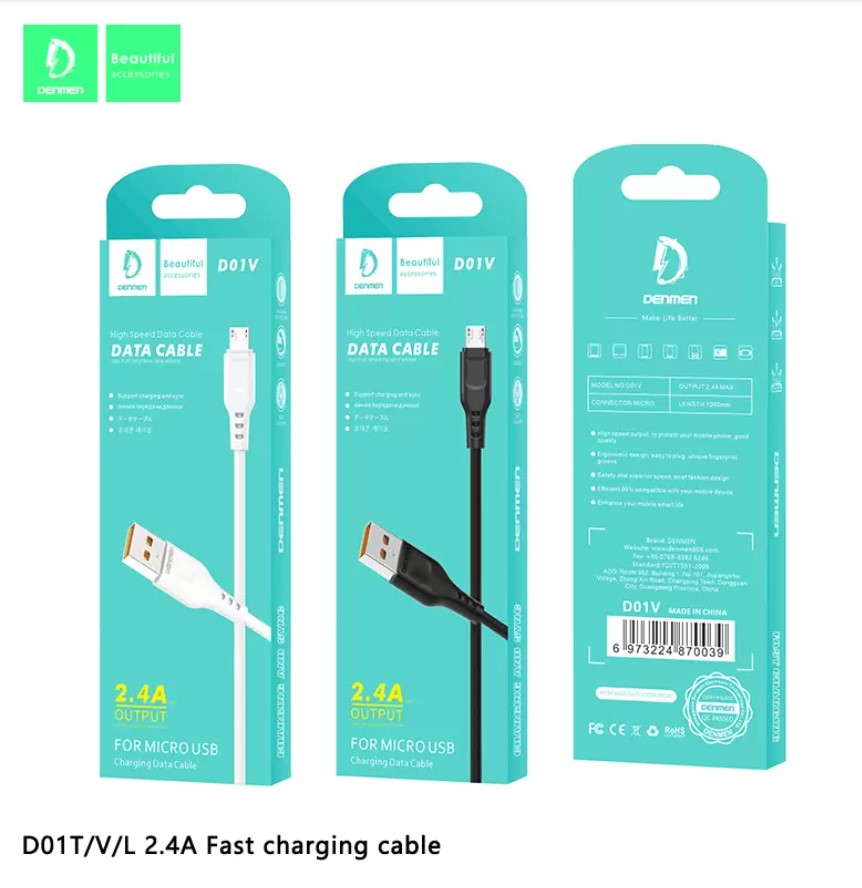 Denmen D01 Fast Charging Data Cable for Micro Type C Lightning Mobile ...