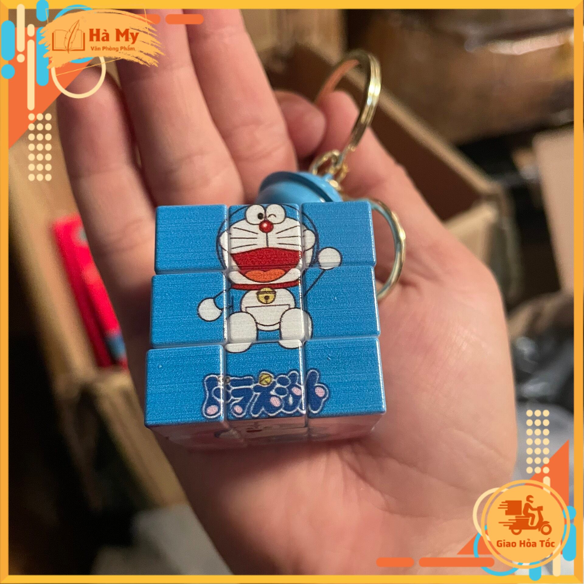 (1 Cái) Móc Khoá Rubik Mini Mẫu Doraemon