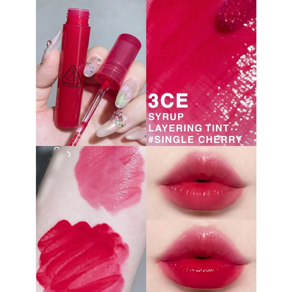 Son Tint 3CE Syrup Layering Tint [STAYFULL - SOBER FIG - GRAPEFUL - ALIVE PINK - SINGEL CHERRY - YOUTH CORAL]