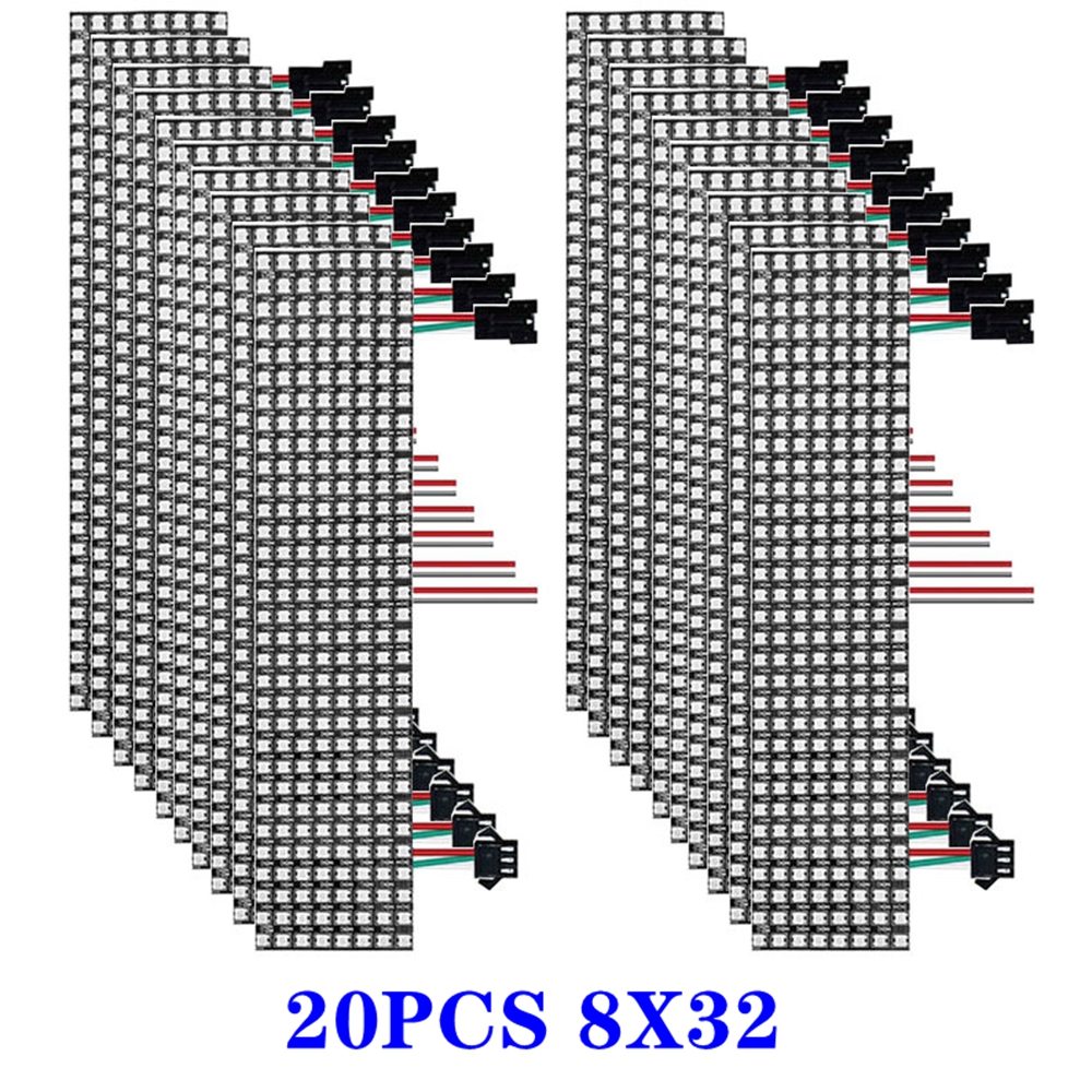 DC5V WS2812B Individually Addressable Led Panel Module 8X8 8X32 16X16 Small Screen Matrix Pixel Flexible Bending 3Pin Connection. 
