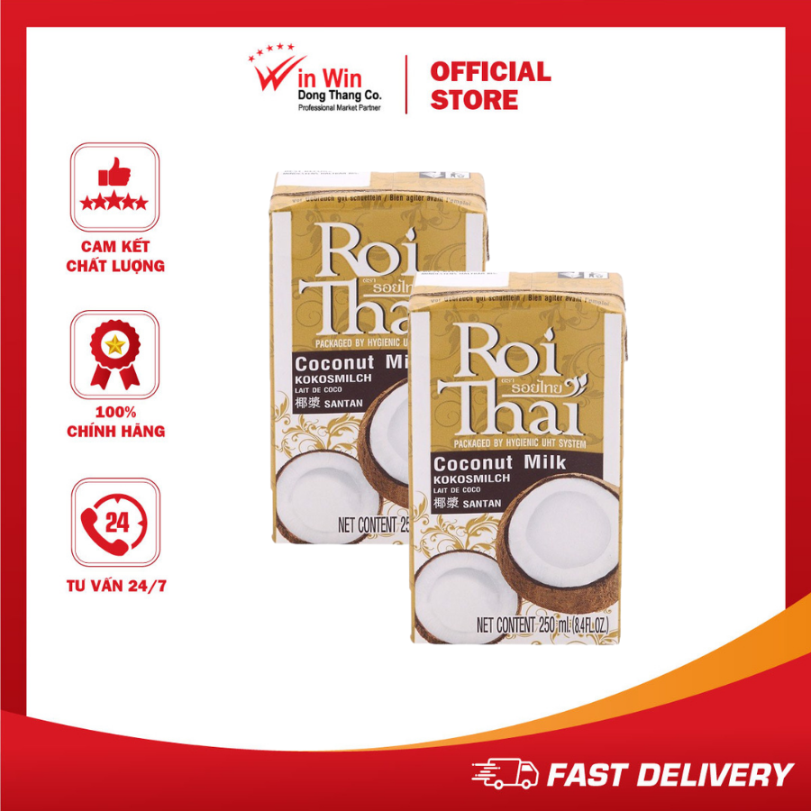 COMBO 2 Hộp Nước Cốt Dừa Roi Thai 250ml | Roi Thai Coconut Milk 250ml