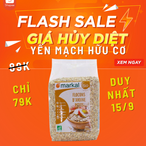 Yến mạch hữu cơ cán mỏng Markal 500g -Leaf organic