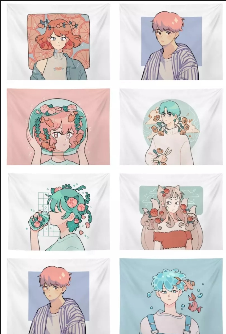 [FREE SHIP] [TẶNG KÈM DÂY ĐÈN LED 7M & PHỤ KIỆN TREO] Tấm Thảm Treo Tường (Họa Tiết Anime 100x75cm) Trang Trí Decor Nội Thất