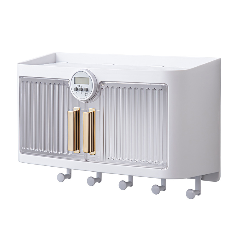 Bathroom shelves, wall-hung high-end wall, bathroom cabinets, tissue boxes, mask storage boxes, simple timing storage boxes,Plastic,Save space