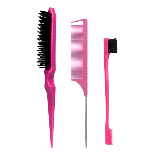 【Innovative】 3pcs Slick Back Hair Brush Set With 1 Pcs Bristle Hair Brush 1 Pcs Brush.