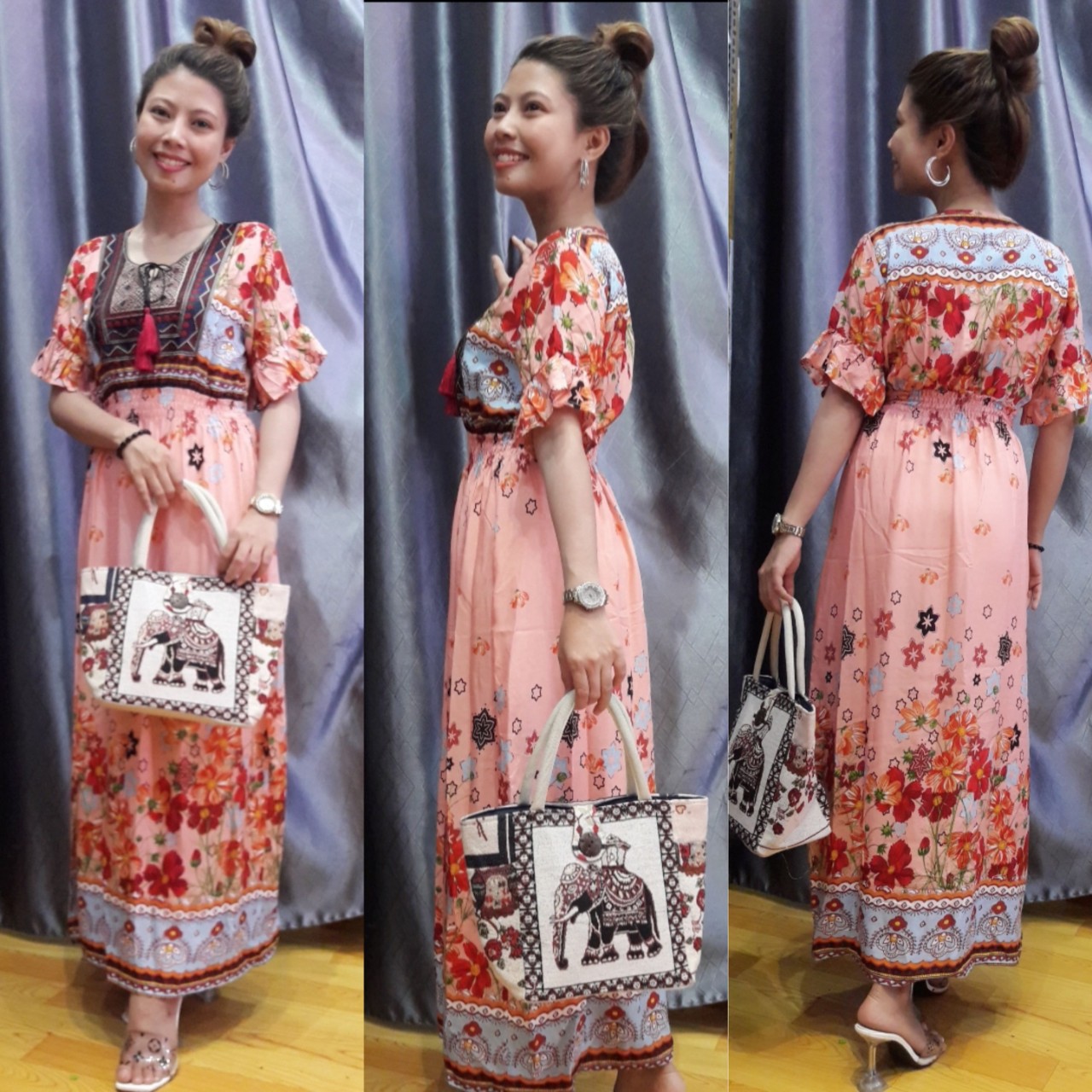 Đầm Maxi Boho Thổ Cẩm
