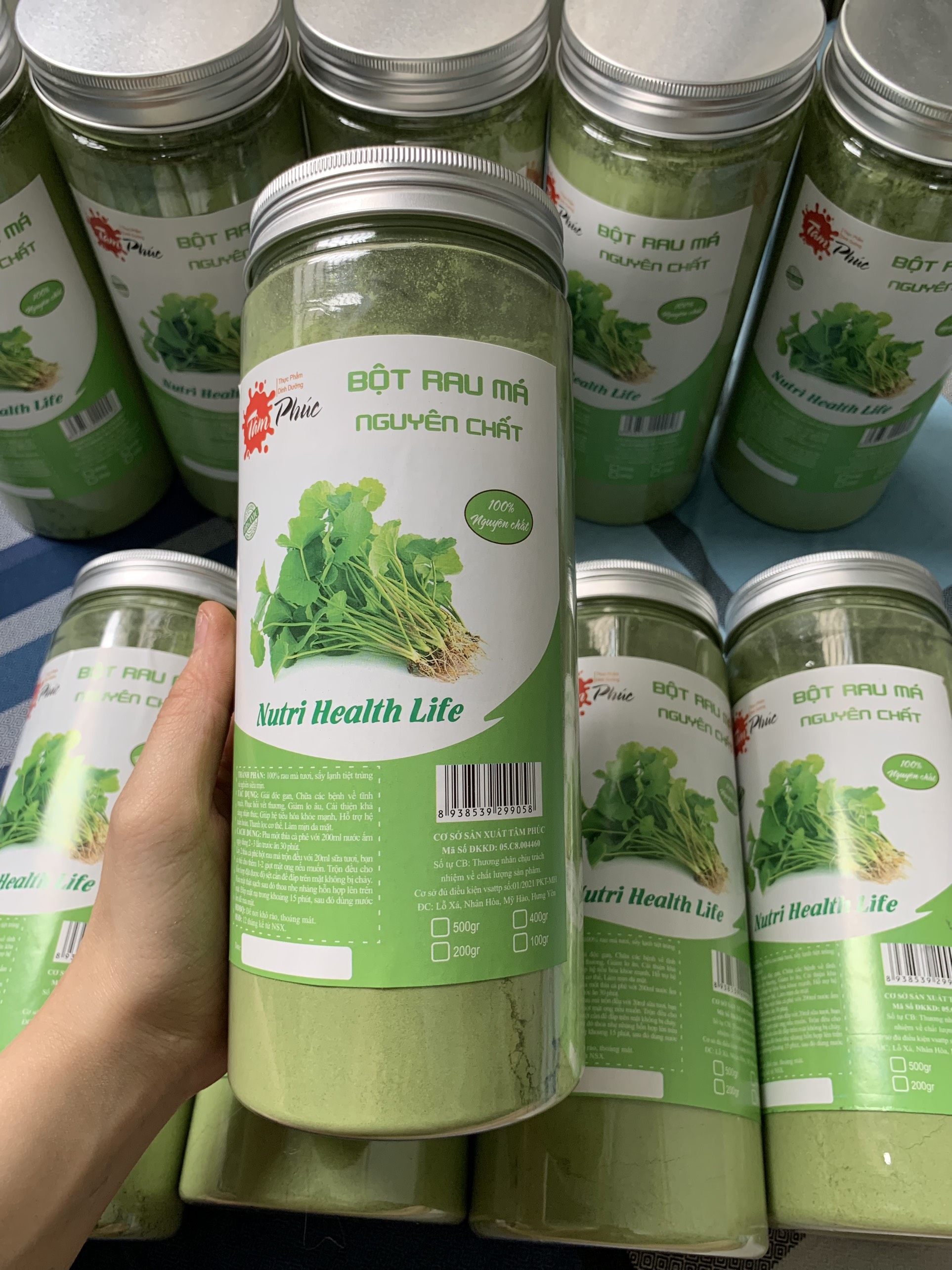 Hộp 500g bột rau má sấy lạnh bột rau má nguyên chất thanh nhiệt mát gan bột rau củ sấy lạnh chất lượng thơm ngon như tươi
